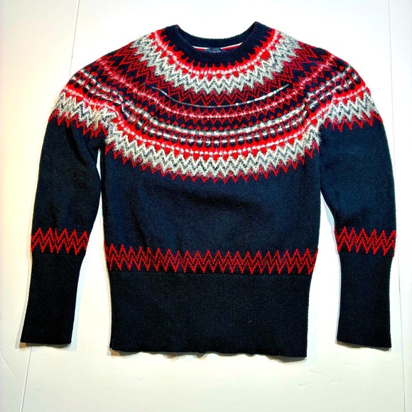 Tommy Hilfiger Sweater Womens Small Fair Isle Wool Cotton Sequin Nordic Ski - Picture 1 of 7